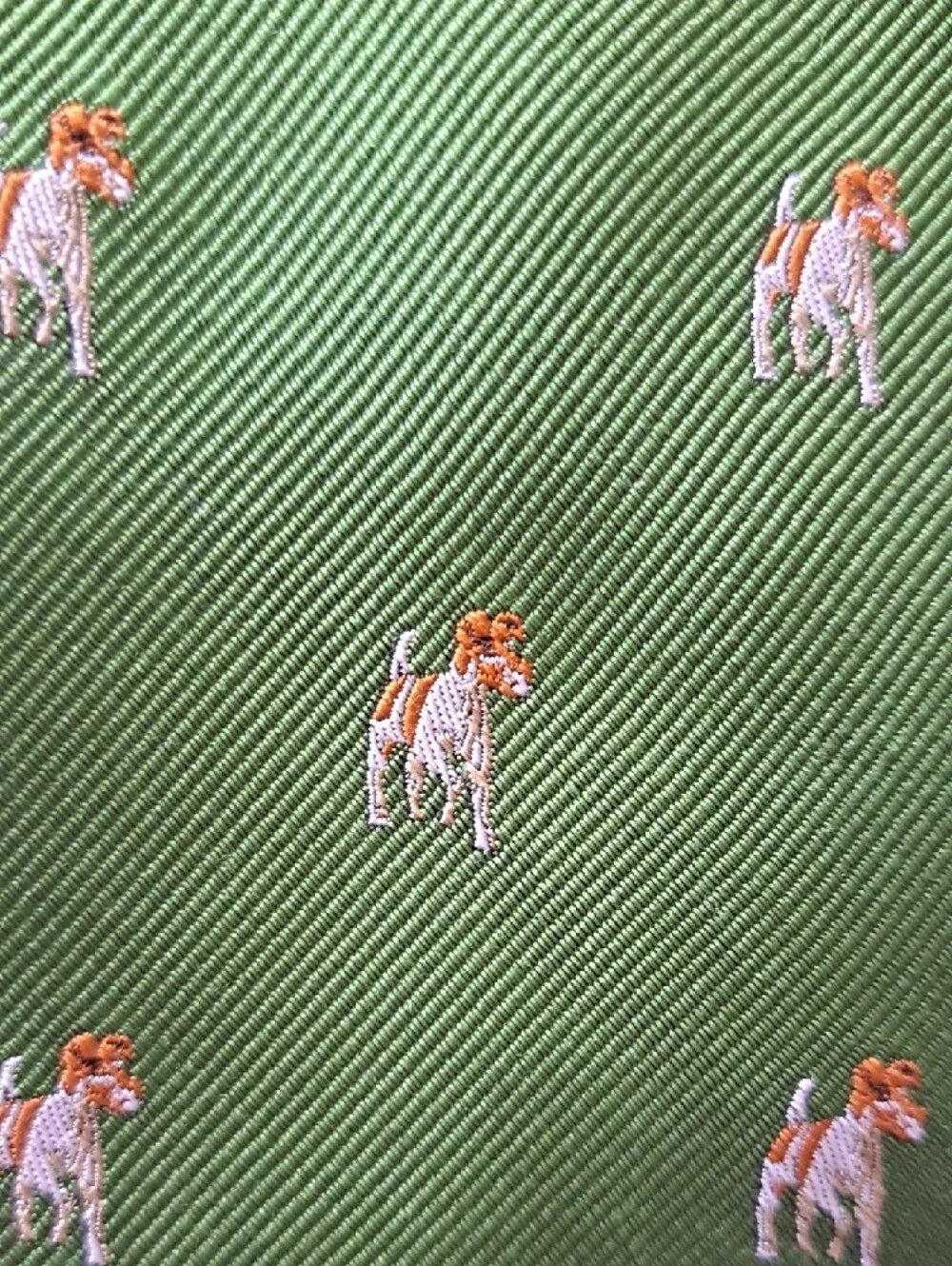J. Crew 100% Silk‎ Tie with Embroidered Terrier Dog Motif